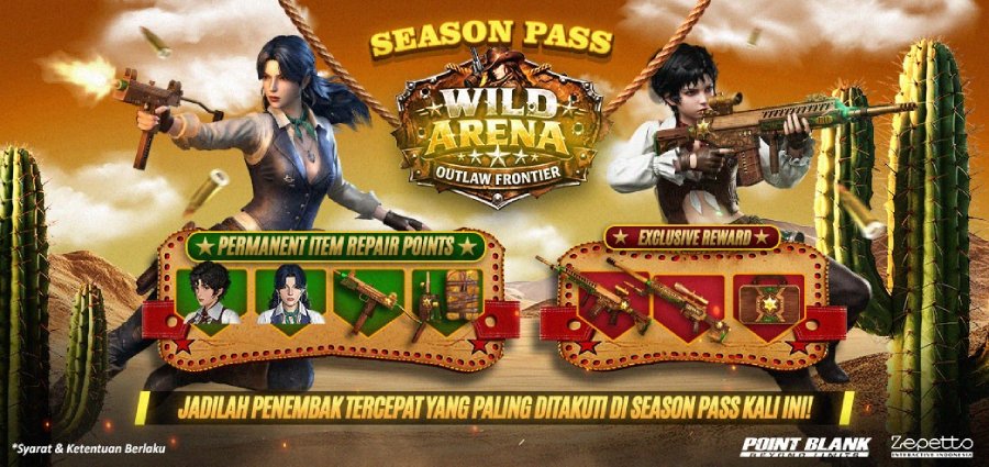 Point Blank Indonesia merilis Season Pass Wild Arena: Outlaw Frontier dengan tema Wild West, karakter eksklusif, senjata permanen, dan reward menarik.