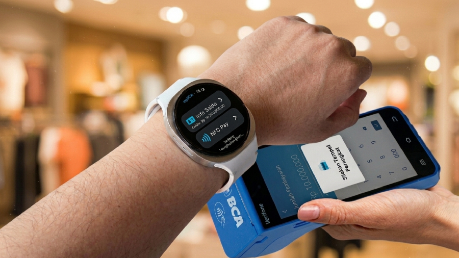 Samsung Galaxy Watch8 kini mendukung NFC Pay lewat myBCA untuk transaksi cepat, praktis, dan aman langsung dari pergelangan tangan.
