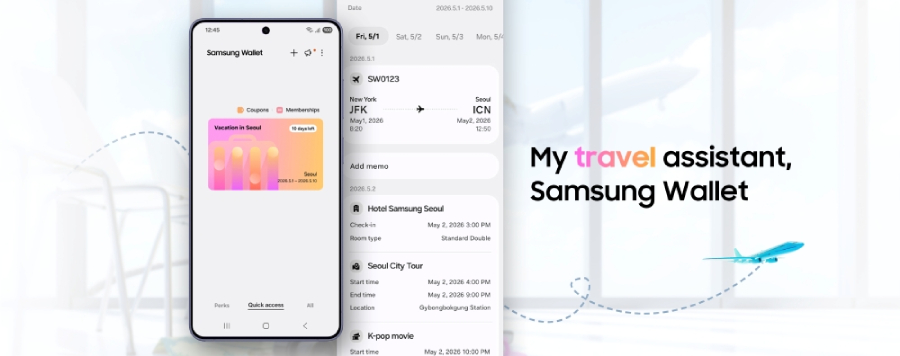 Samsung Wallet menghadirkan fitur Trips untuk membantu pengguna Galaxy mengatur itinerary, tiket, booking, dan kebutuhan perjalanan.
