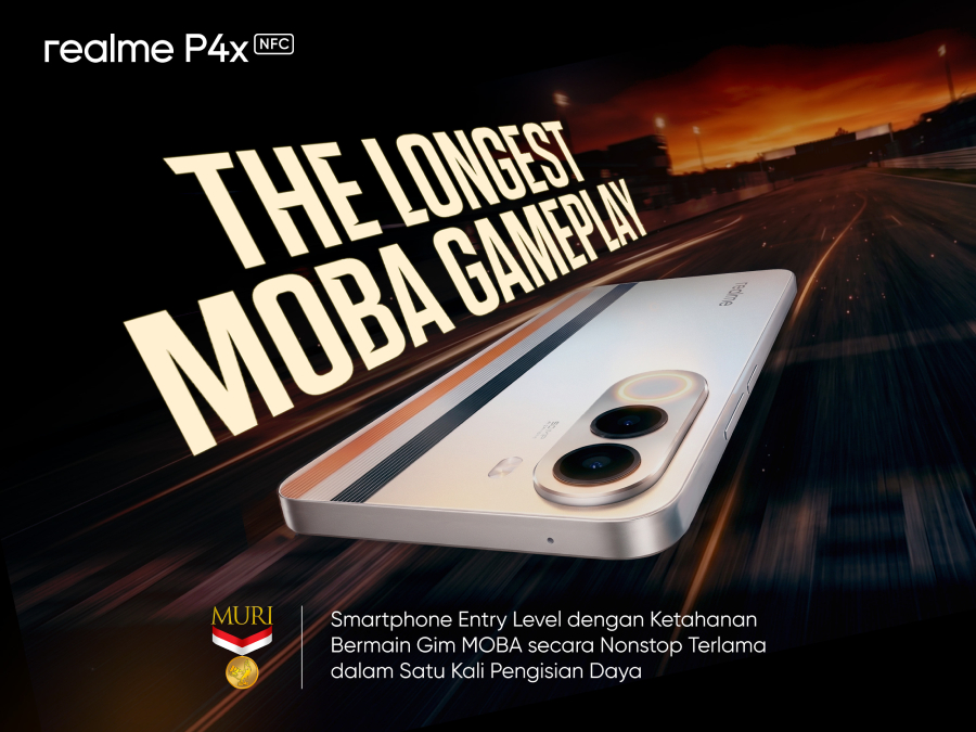 realme P4x raih rekor MURI setelah dipakai main MOBA 10 jam nonstop sekali charge, membuktikan daya tahan baterai 8000mAh.