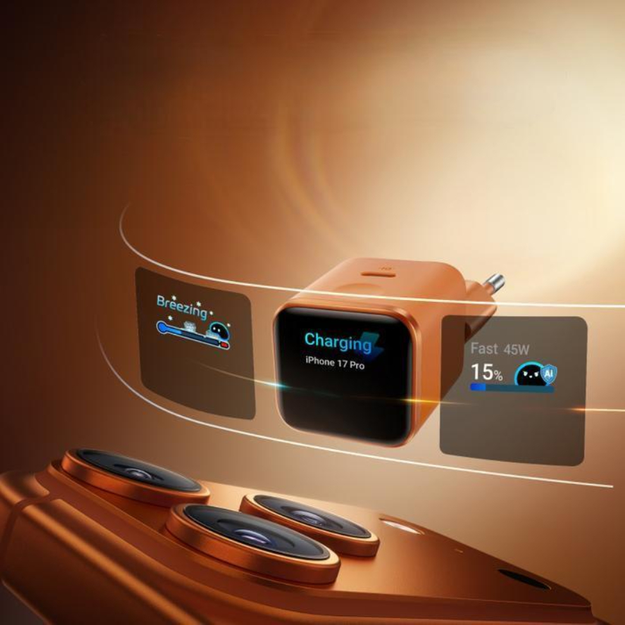 Anker Nano 45W Smart Display Charger hadir dengan pengisian cepat, Care Mode, layar pintar, dan desain ringkas untuk menjaga baterai awet.