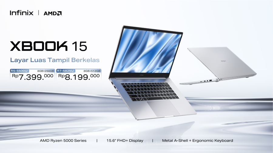 Infinix XBOOK 15 resmi di Indonesia, hadir dengan AMD Ryzen 5000, desain premium, performa andal, dan fitur produktivitas lengkap.