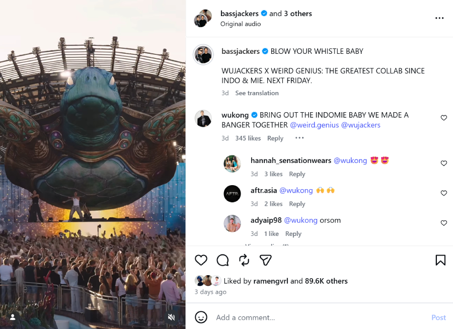 Bassjackers memberi teaser kolaborasi dengan Weird Genius lewat unggahan bertema Indomie yang langsung menarik perhatian penggemar EDM Indonesia.