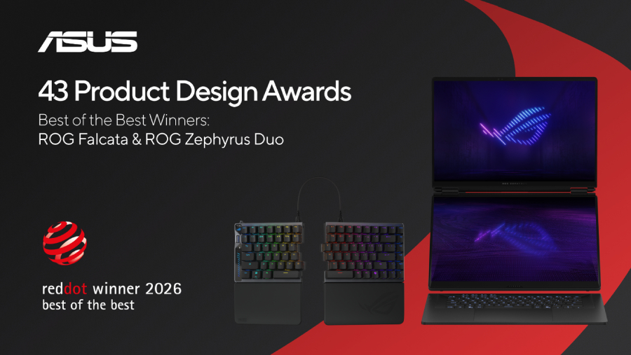 ASUS dan ROG meraih 43 Red Dot Design Awards 2026, termasuk dua penghargaan Best of the Best untuk ROG Falcata dan ROG Zephyrus Duo.