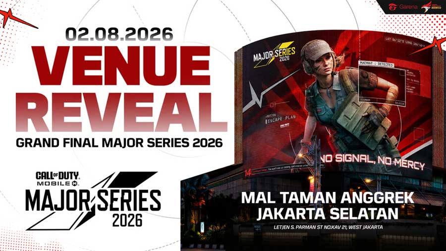 Grand Finals CODM Major Series 2026 digelar gratis di Mall Taman Anggrek dengan EVOS, El Tantrum, dan Vizualz Esports.
