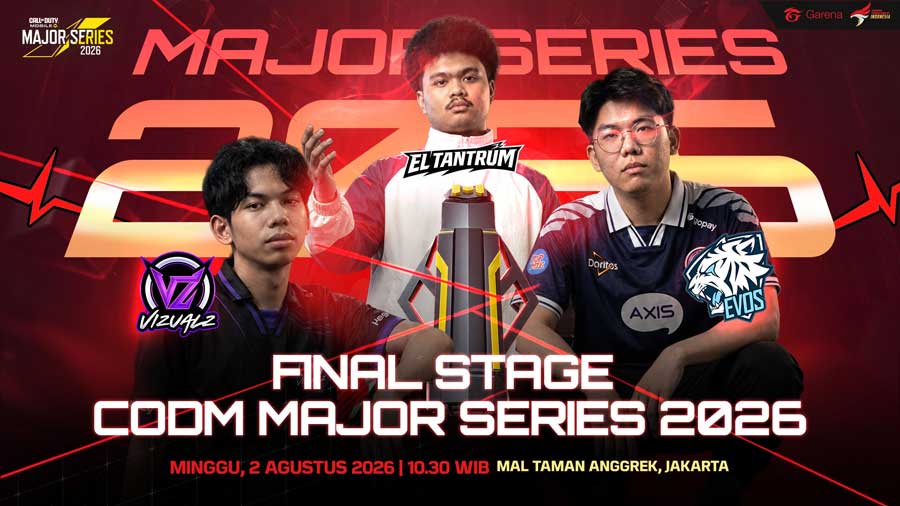 Grand Finals CODM Major Series 2026 digelar gratis di Mall Taman Anggrek dengan EVOS, El Tantrum, dan Vizualz Esports.
