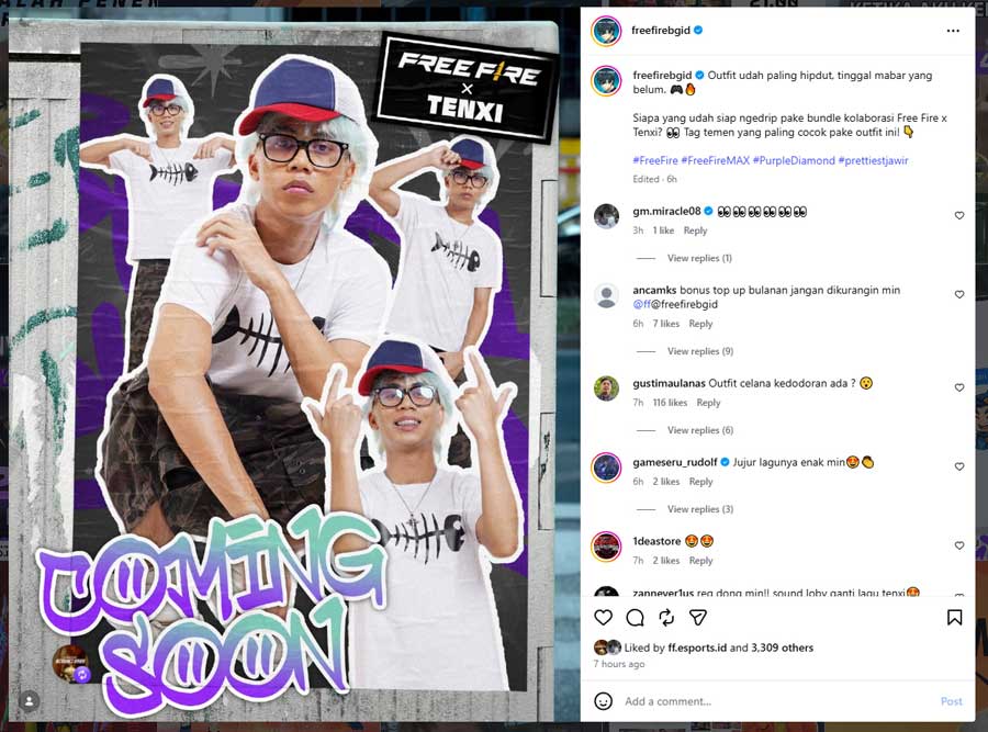 Garena mengumumkan kolaborasi Free Fire x Tenxi dengan bundle bergaya streetwear. Jadwal rilis dan cara mendapatkannya masih dirahasiakan.
