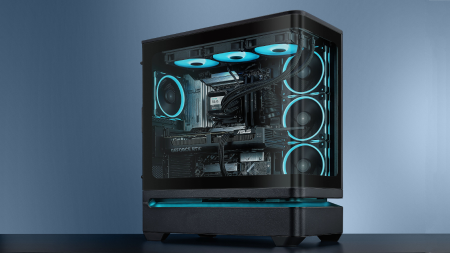 ASUS Prime AP304 hadir sebagai case PC ATX panoramik dengan panel kaca melengkung, ventilasi tiga sisi, ARGB, dan dukungan kartu grafis besar.