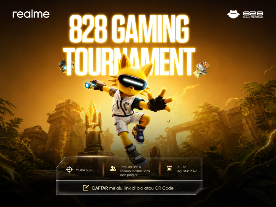 realme 828 Gaming Tournament 2026 membuka kesempatan pemain MLBB Indonesia menjadi pro player melalui trial eksklusif bersama Team RRQ.
