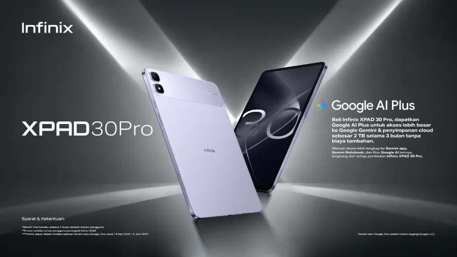 Infinix XPAD 30 Pro hadir di Indonesia dengan layar 11 inci 2.5K, Helio G200 Ultimate, baterai 8200mAh, fitur AI, dan harga mulai Rp3 jutaan.