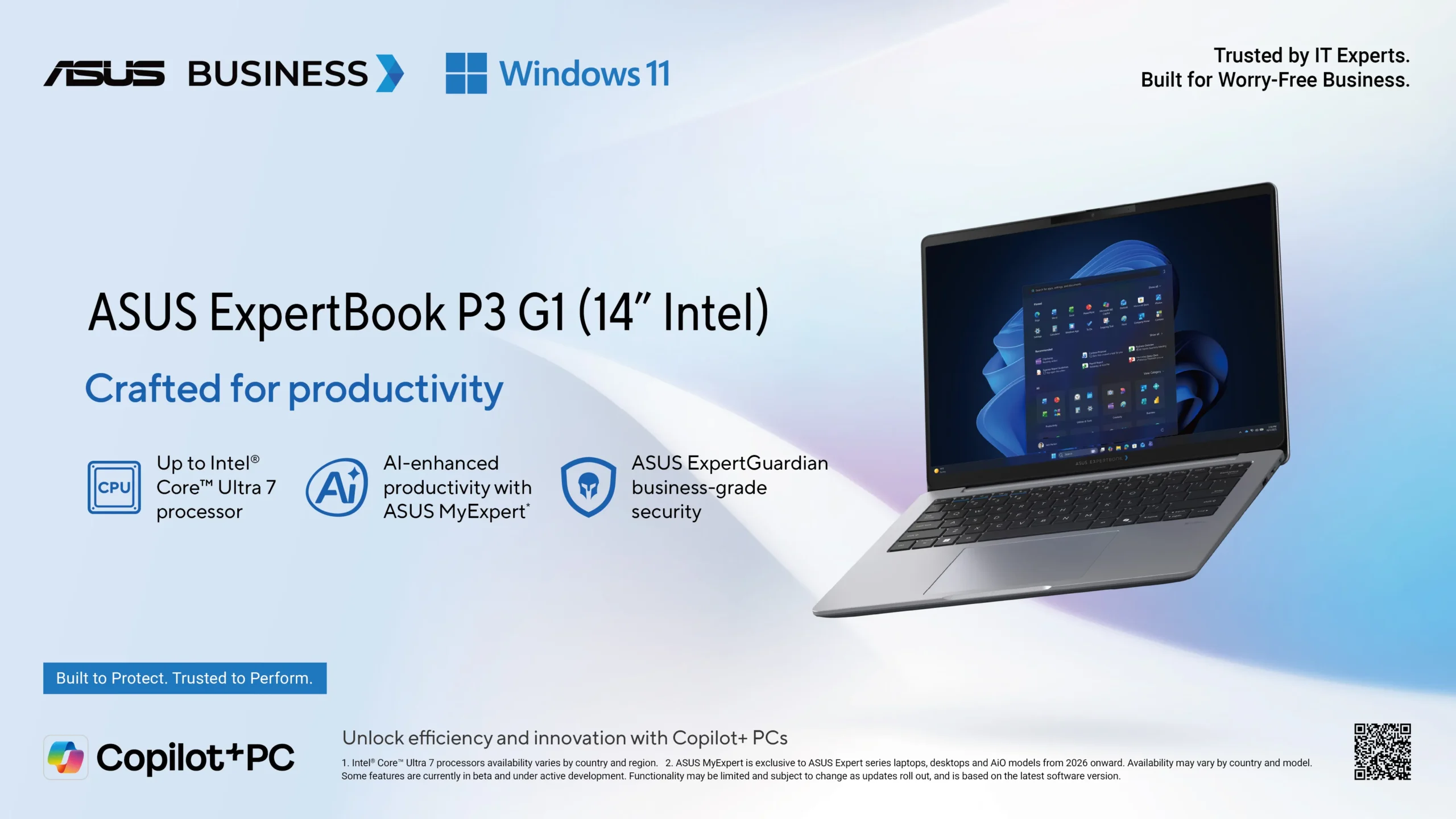 ASUS ExpertBook P3 G1 hadir sebagai Laptop untuk Usaha dengan Intel Core Ultra, fitur AI, keamanan bisnis, RAM hingga 96GB, dan garansi 3 tahun.