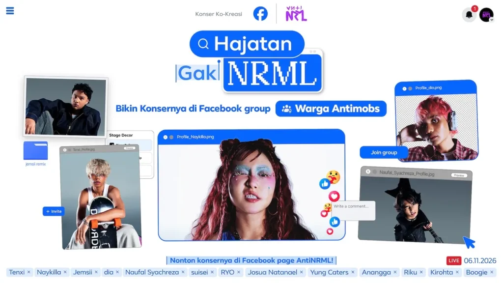 Facebook dan AntiNRML menghadirkan konser Hipdut interaktif bersama Naykilla yang melibatkan fans dan tayang lewat Facebook Live.