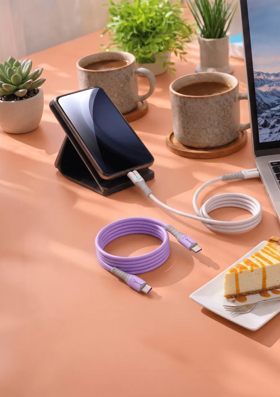 LOOPS Cable Flexo hadir dengan indikator arus aktif, pengisian hingga 60W, transfer data, serta desain praktis dalam dua pilihan warna.