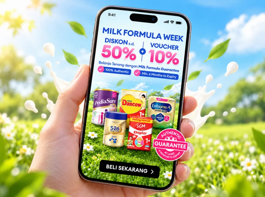 Lazada Milk Formula Week hadirkan diskon susu hingga 50%, voucher Rp450 ribu, dan jaminan keaslian produk untuk keluarga Indonesia.